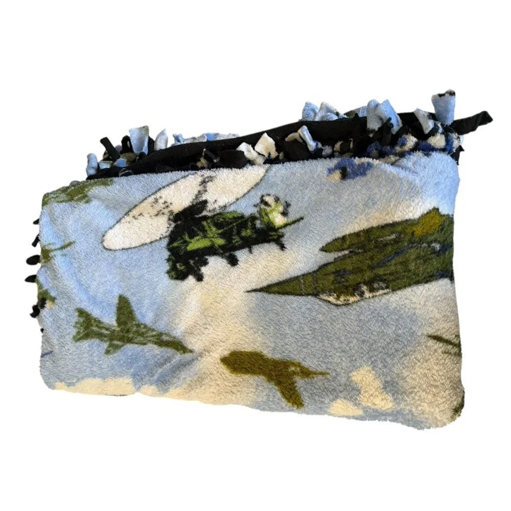Handmade Fleece Tie Blanket ~ Military Jets Army Air Force Throw 47